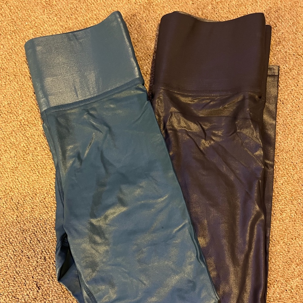 Carbon 38 Leggings Small-Turquoise and Dark Grey